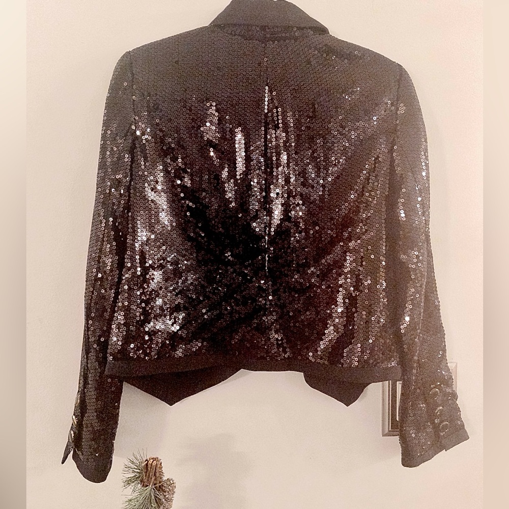 Bcbgeneration Black Sequin Blazer Size Small - image 2